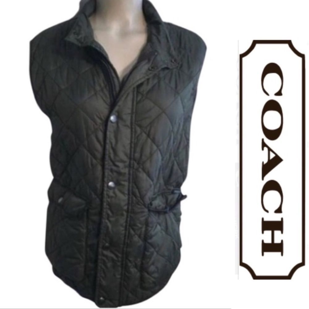 Coach Vest. Green with Leather trim. Size large